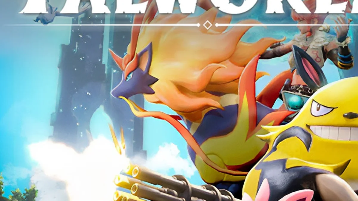 Palworld gameplay screenshot from IGN showing combat and map pressure
