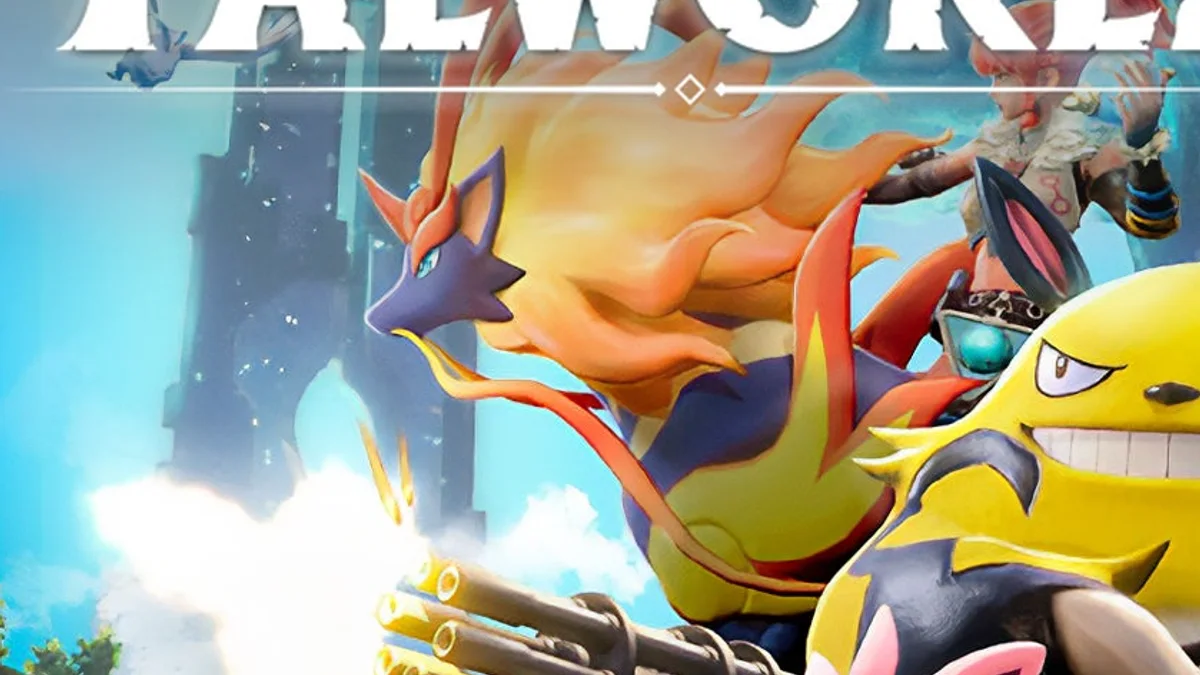 Palworld gameplay screenshot from IGN showing combat and map pressure